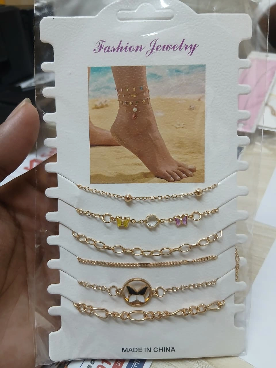 Gold-Tone Butterfly Anklet Set